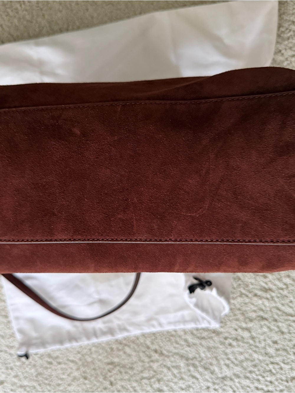 Veronica Beard Chestnut Brown Suede Dash Shoulder Bag - Picture 3 of 4